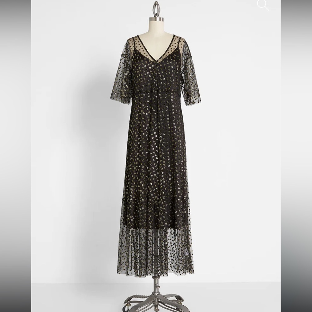 ModCloth black Shimmer and Swish Midi Dress